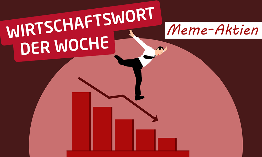 Grafik - Mann stürzt entlang eines nach unten zeigenden Pfeils